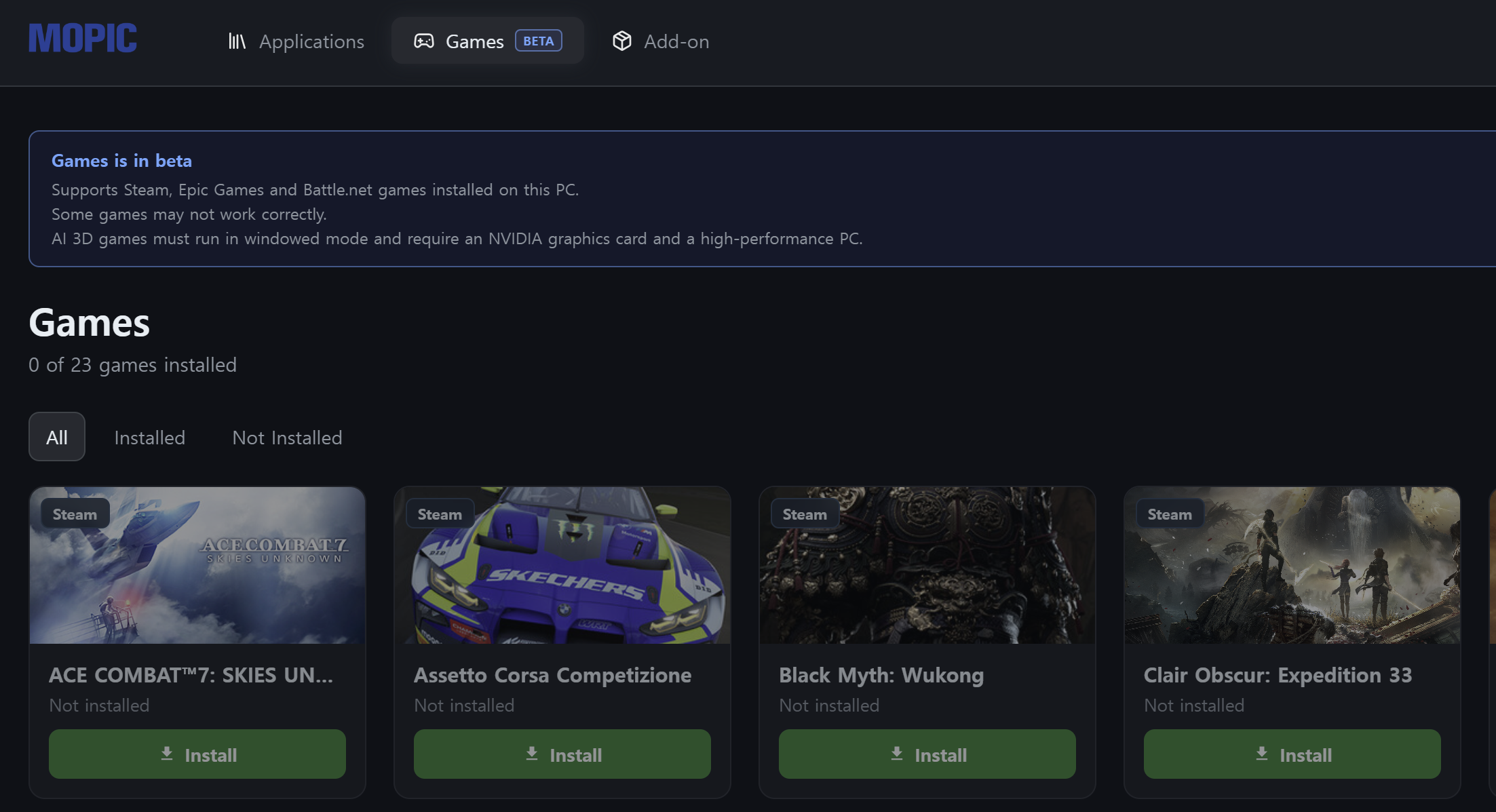 MOPIC Hub for Windows
