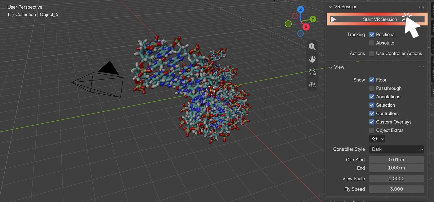 Blender VR Session 패널