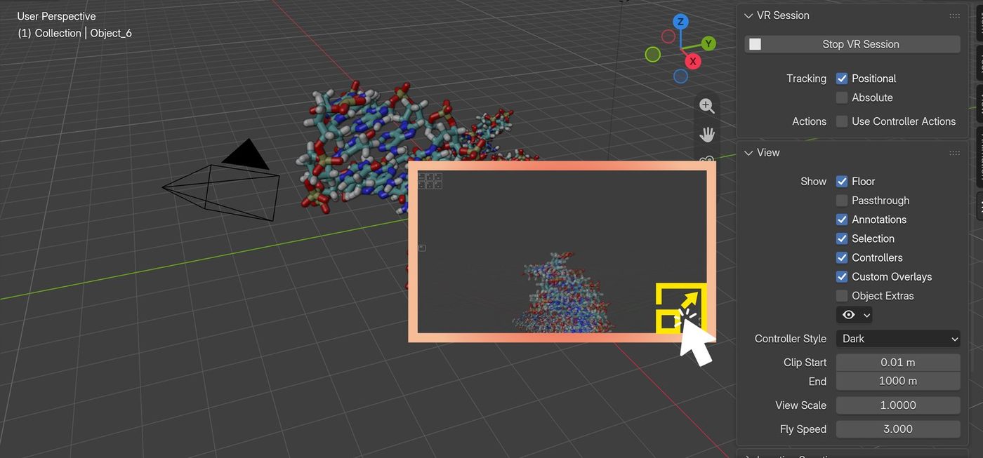 세션 시작 후 3D 뷰 창